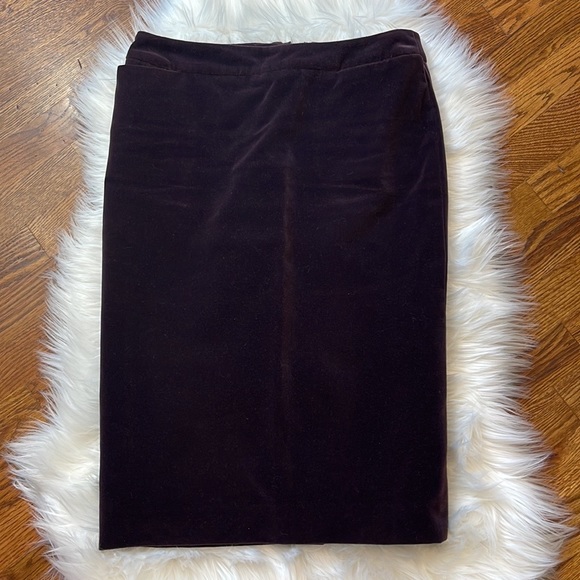 Yves Saint Laurent Burgundy Velvet Pencil Skirt - Picture 1 of 5
